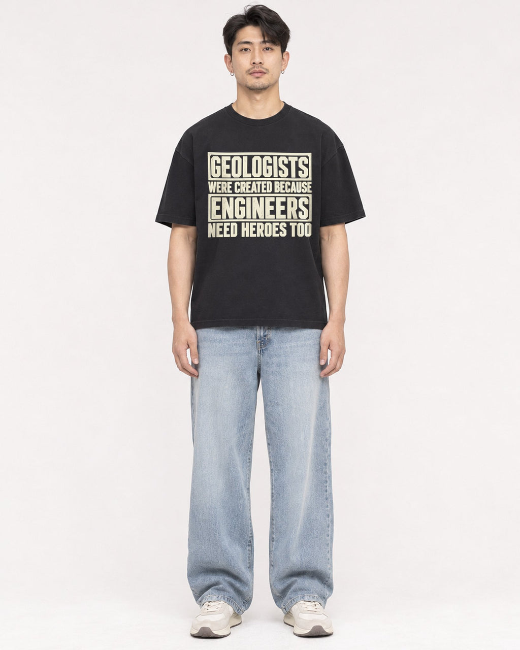 Mockup Boxy Heavyweight Tee Black male full-body 13