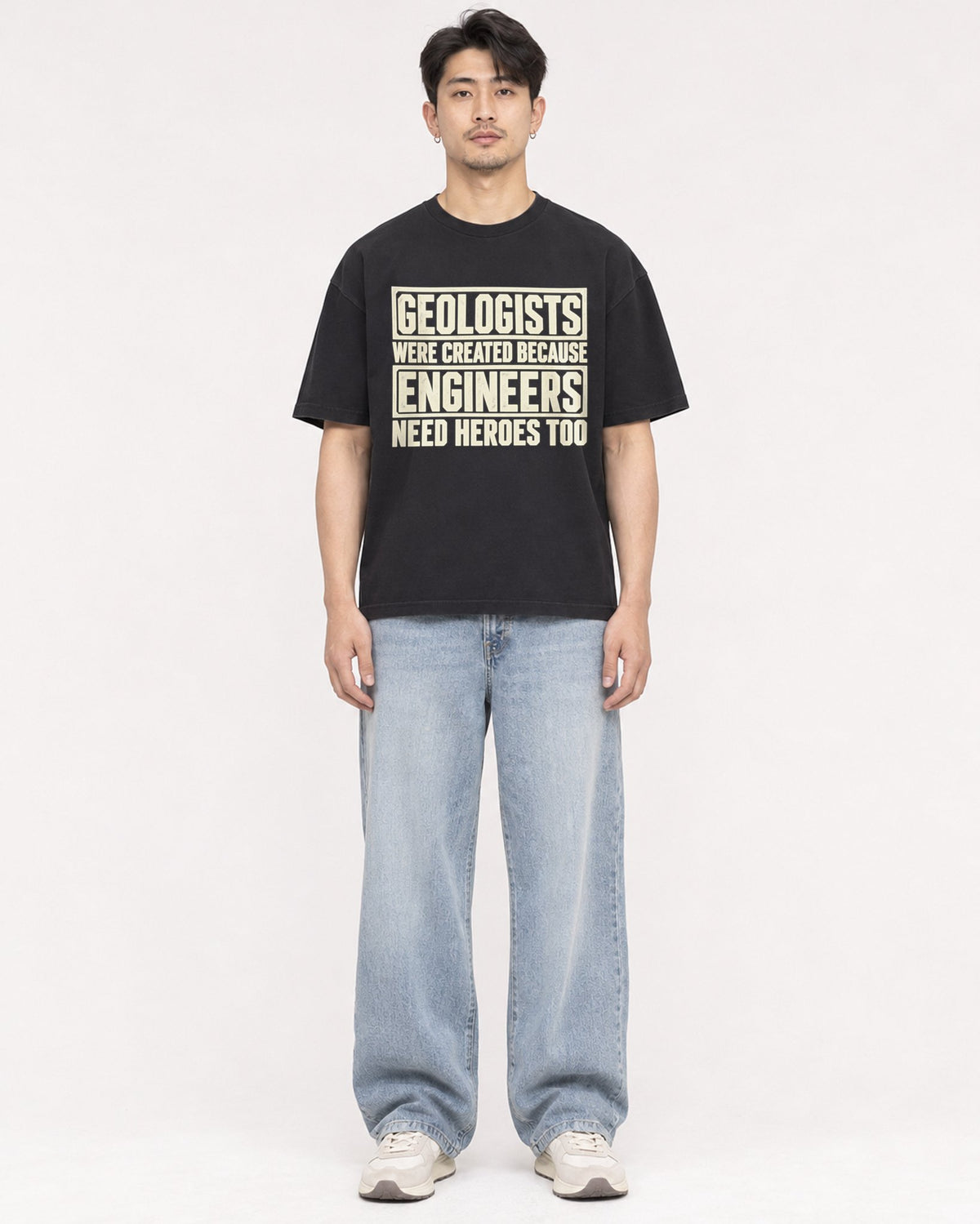 Mockup Boxy Heavyweight Tee Black male full-body 13