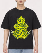 Mockup Boxy Heavyweight Tee Black male close-up 01