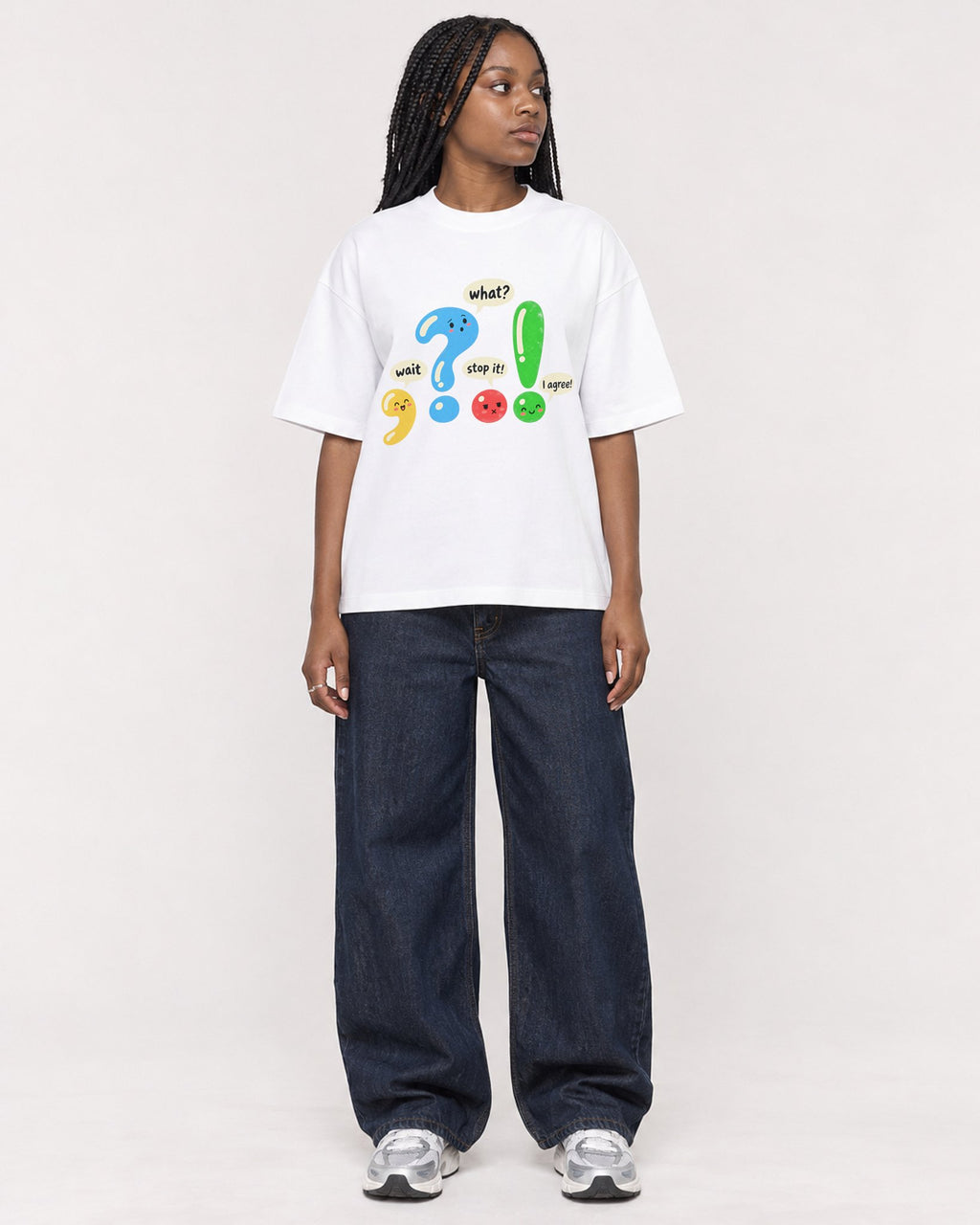 Mockup Boxy Heavyweight Tee White female full-body 04