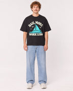 Mockup Boxy Heavyweight Tee Black male full-body 09