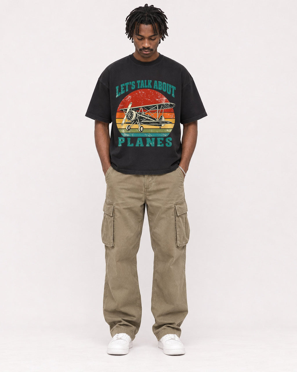 Mockup Boxy Heavyweight Tee Black male full-body 04