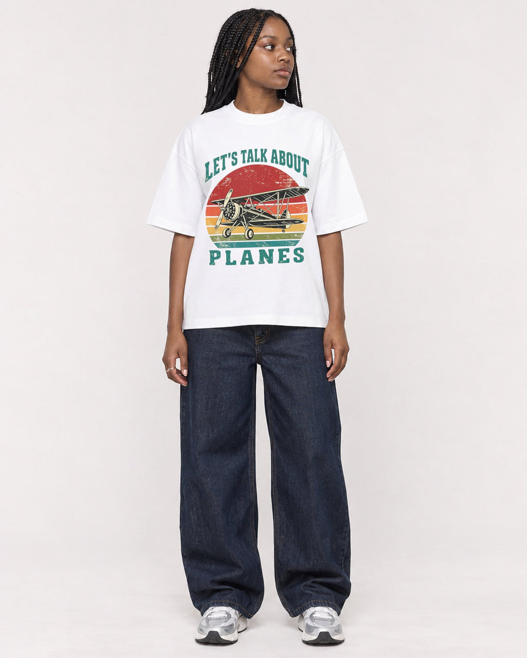 Mockup Boxy Heavyweight Tee White female full-body 04