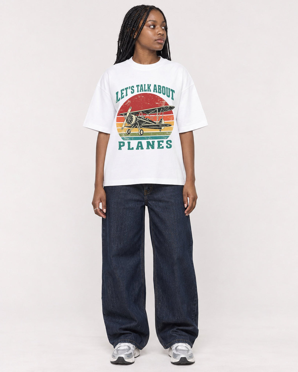 Mockup Boxy Heavyweight Tee White female full-body 04