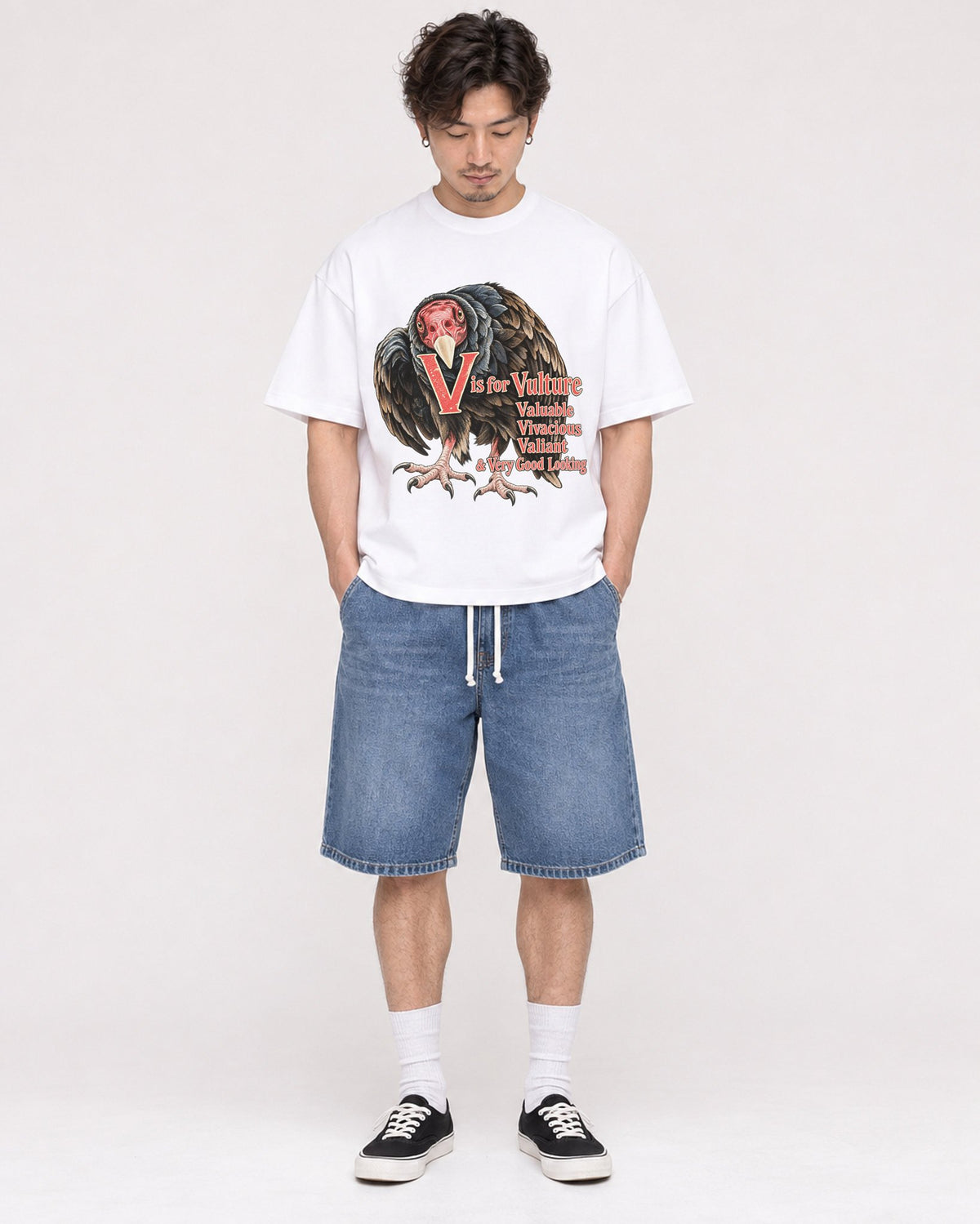 Mockup Boxy Heavyweight Tee White male full-body 03