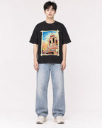 Mockup Boxy Heavyweight Tee Black male full-body 01