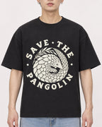 Mockup Boxy Heavyweight Tee Black male close-up 01
