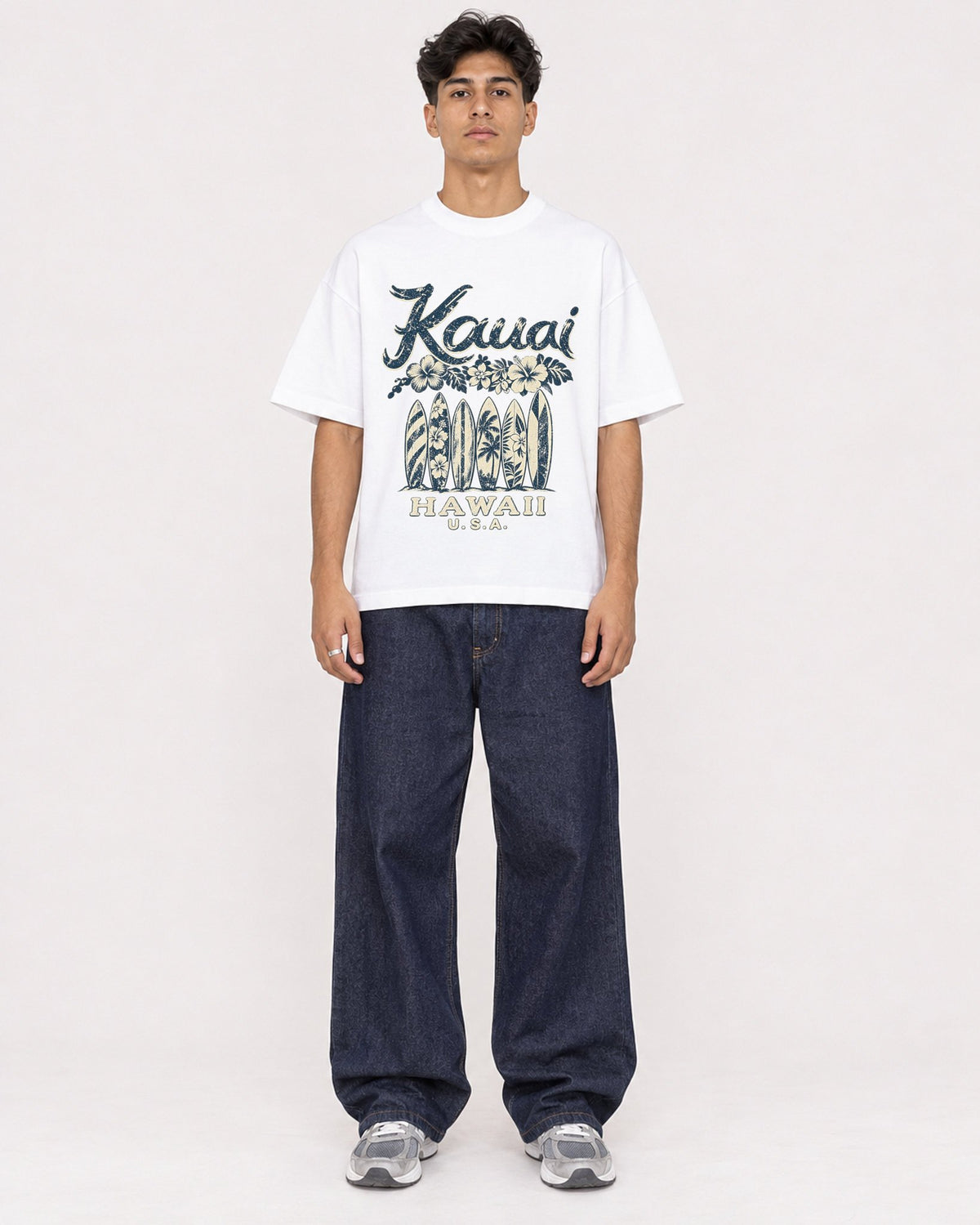 Mockup Boxy Heavyweight Tee White male full-body 16