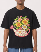Mockup Boxy Heavyweight Tee Black male close-up 15