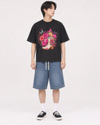 Mockup Boxy Heavyweight Tee Black male full-body 11
