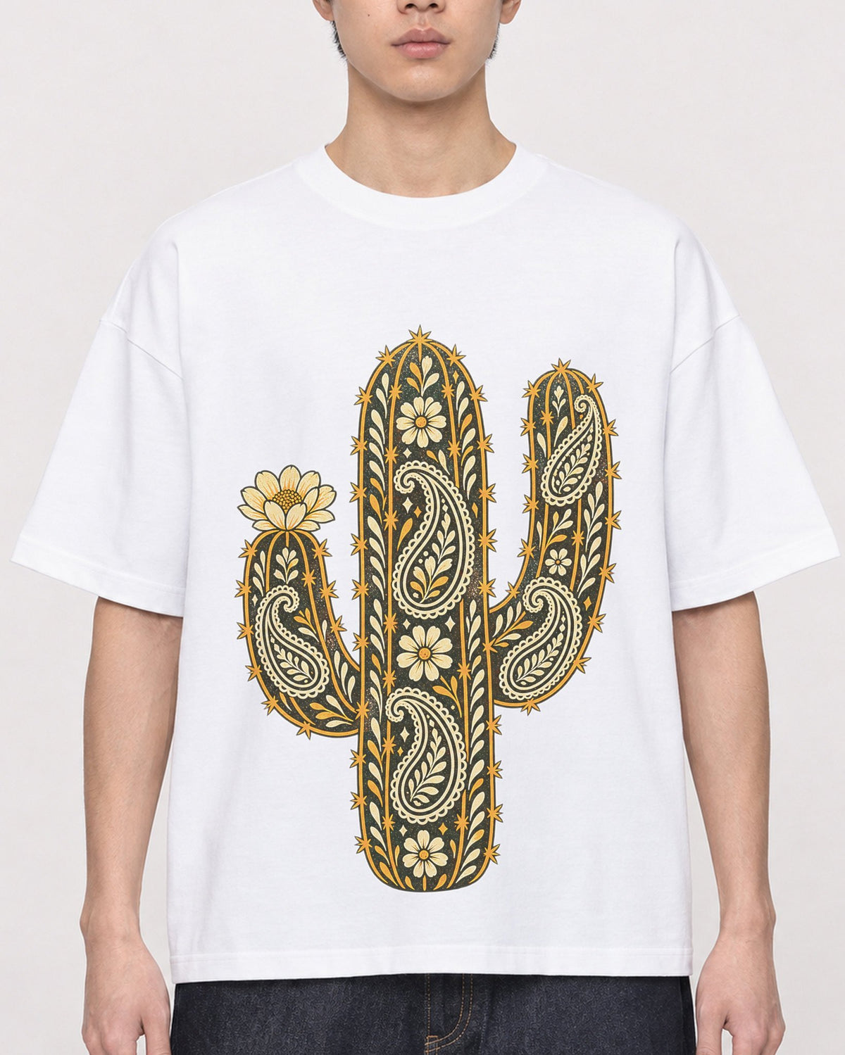 Mockup Boxy Heavyweight Tee White male close-up 01