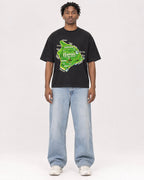 Mockup Boxy Heavyweight Tee Black male full-body 05