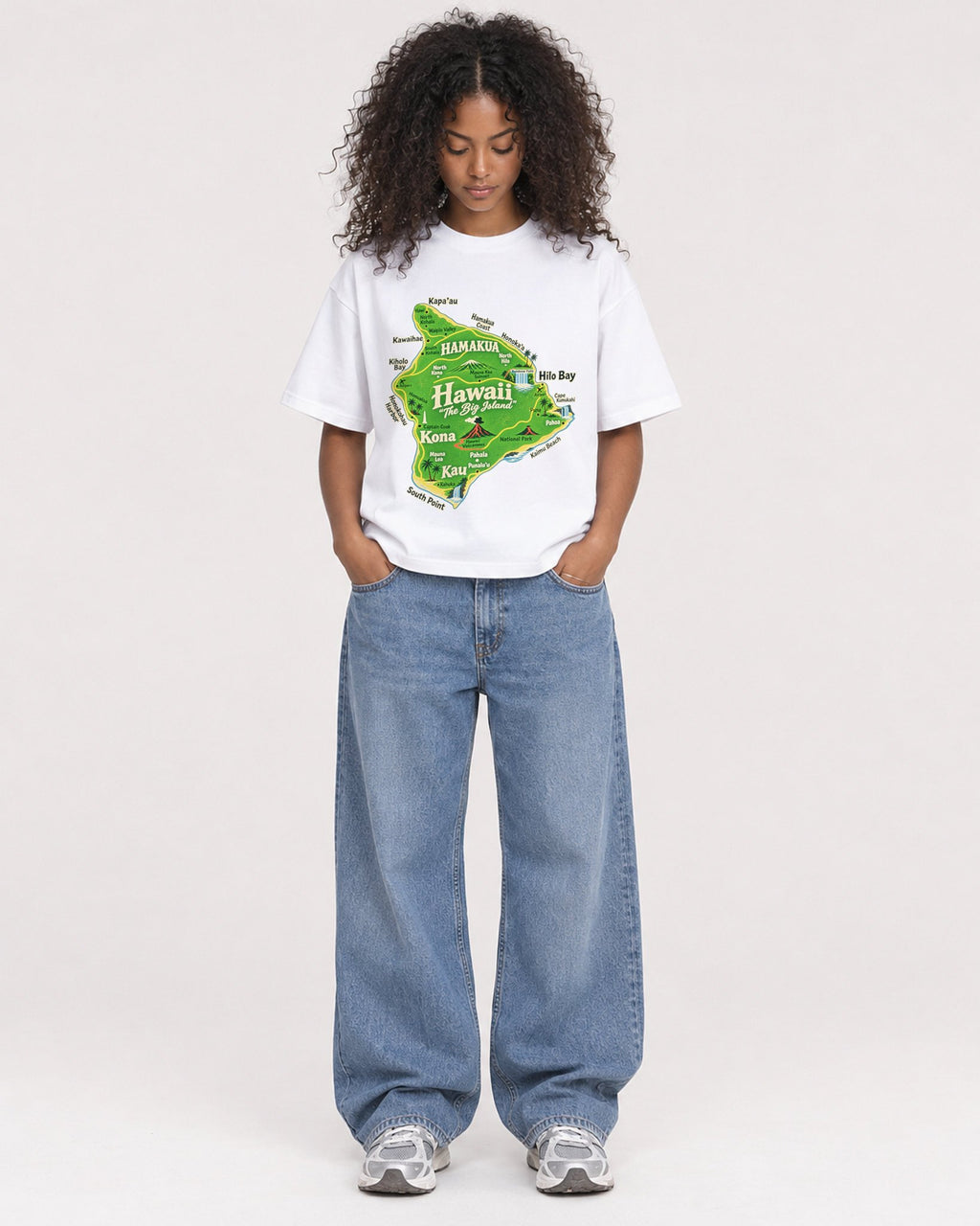 Mockup Boxy Heavyweight Tee White female full-body 05