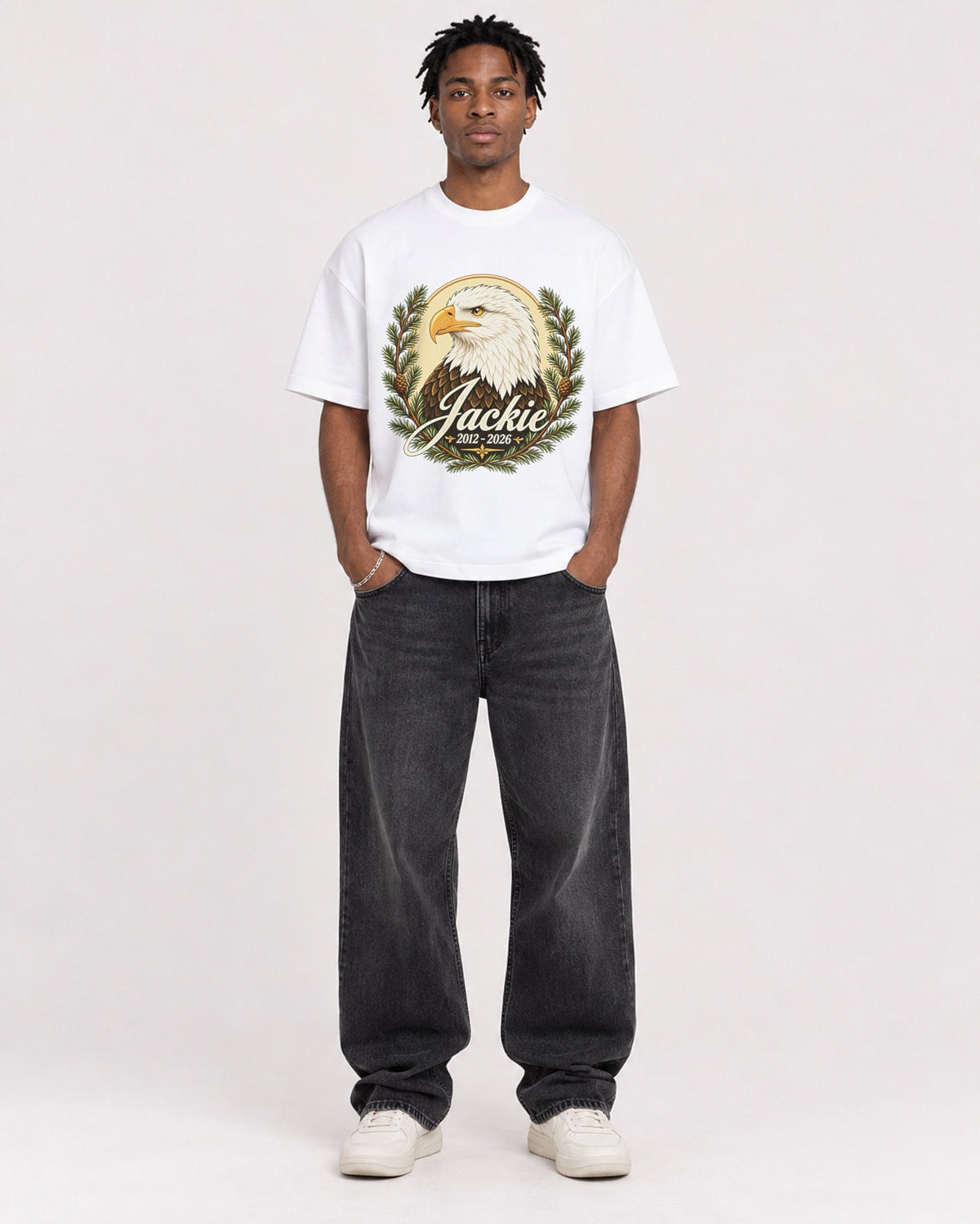 Mockup Boxy Heavyweight Tee White male full-body 05