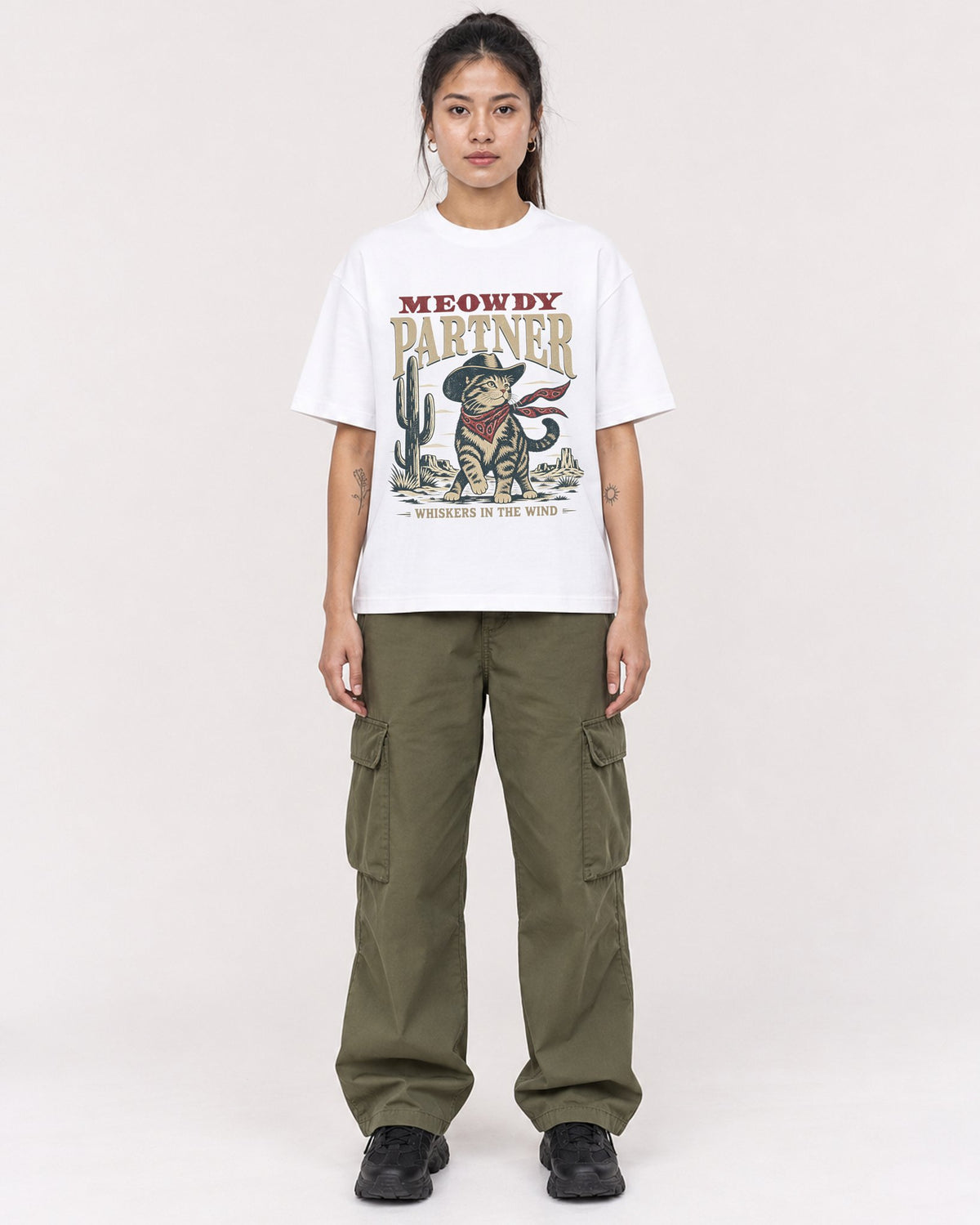 Mockup Boxy Heavyweight Tee White female full-body 42