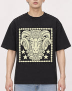 Mockup Boxy Heavyweight Tee Black male close-up 01