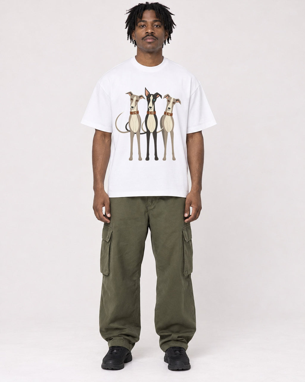 Mockup Boxy Heavyweight Tee White male full-body 04
