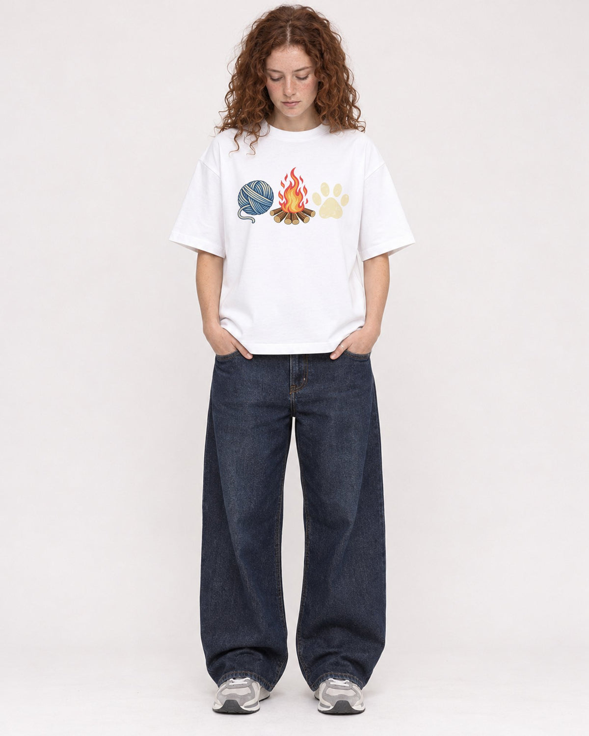 Mockup Boxy Heavyweight Tee White female full-body 09