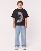 Mockup Boxy Heavyweight Tee Black male full-body 09