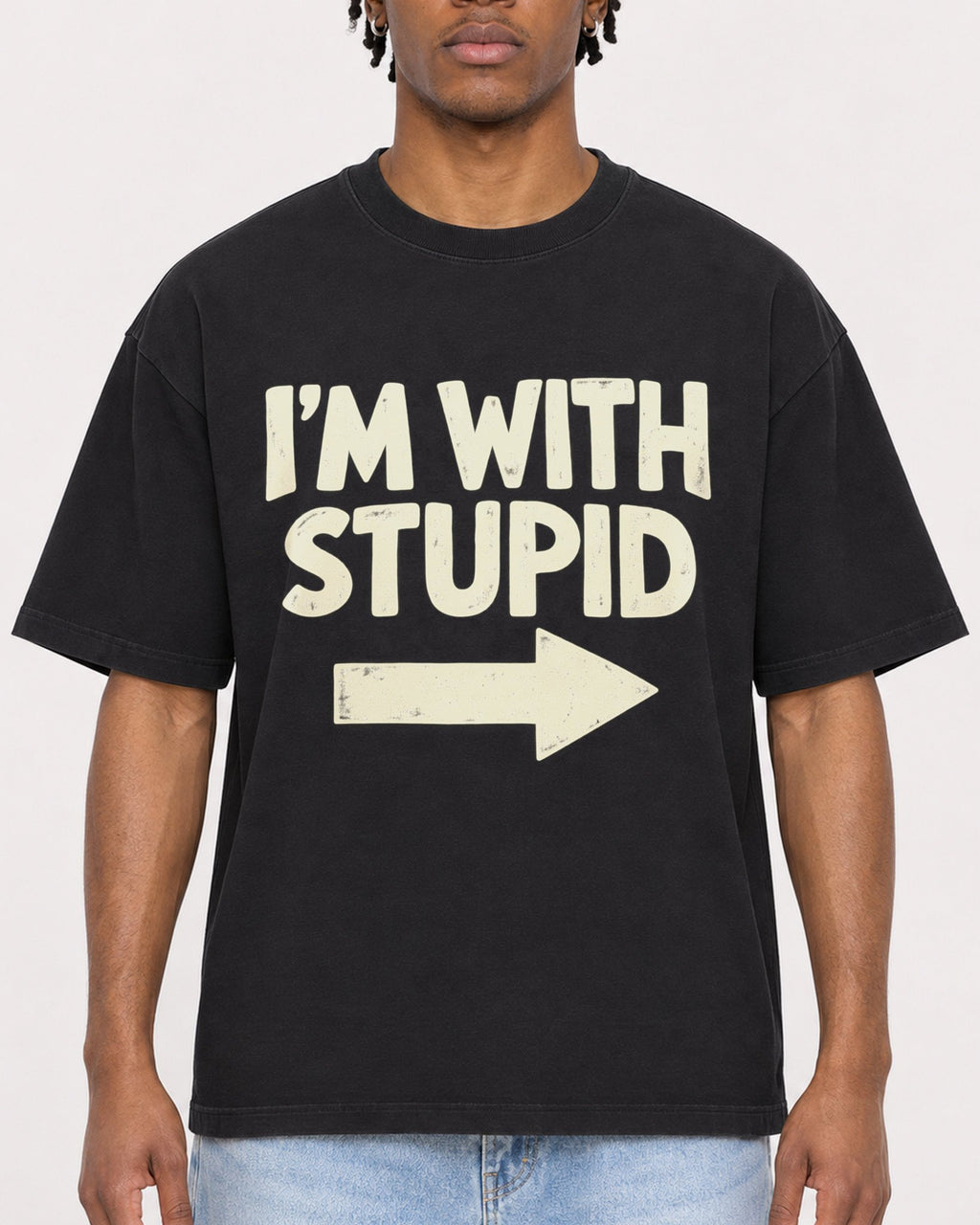 Mockup Boxy Heavyweight Tee Black male close-up 05