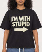 Mockup Boxy Heavyweight Tee Black female close-up 05