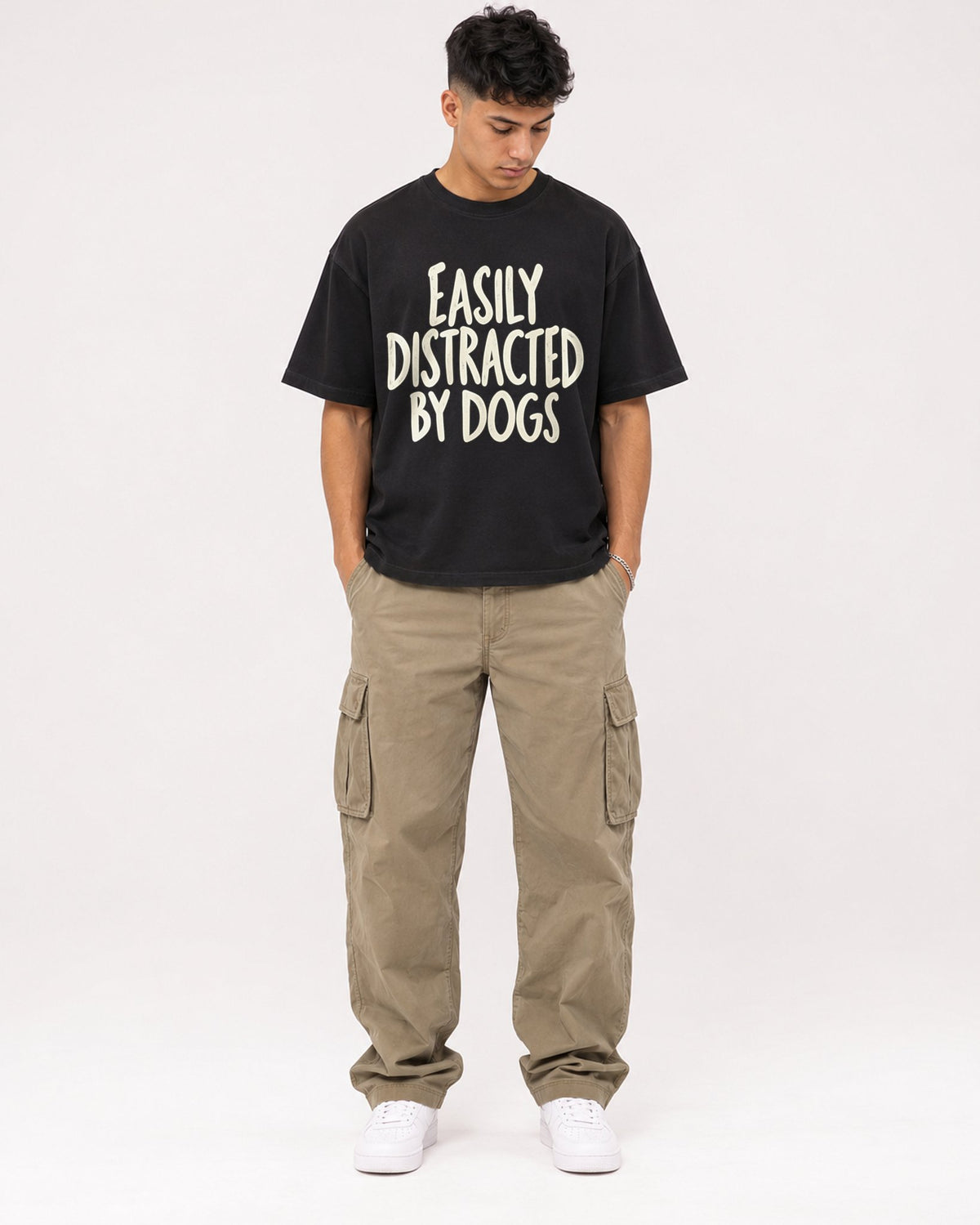 Mockup Boxy Heavyweight Tee Black male full-body 16