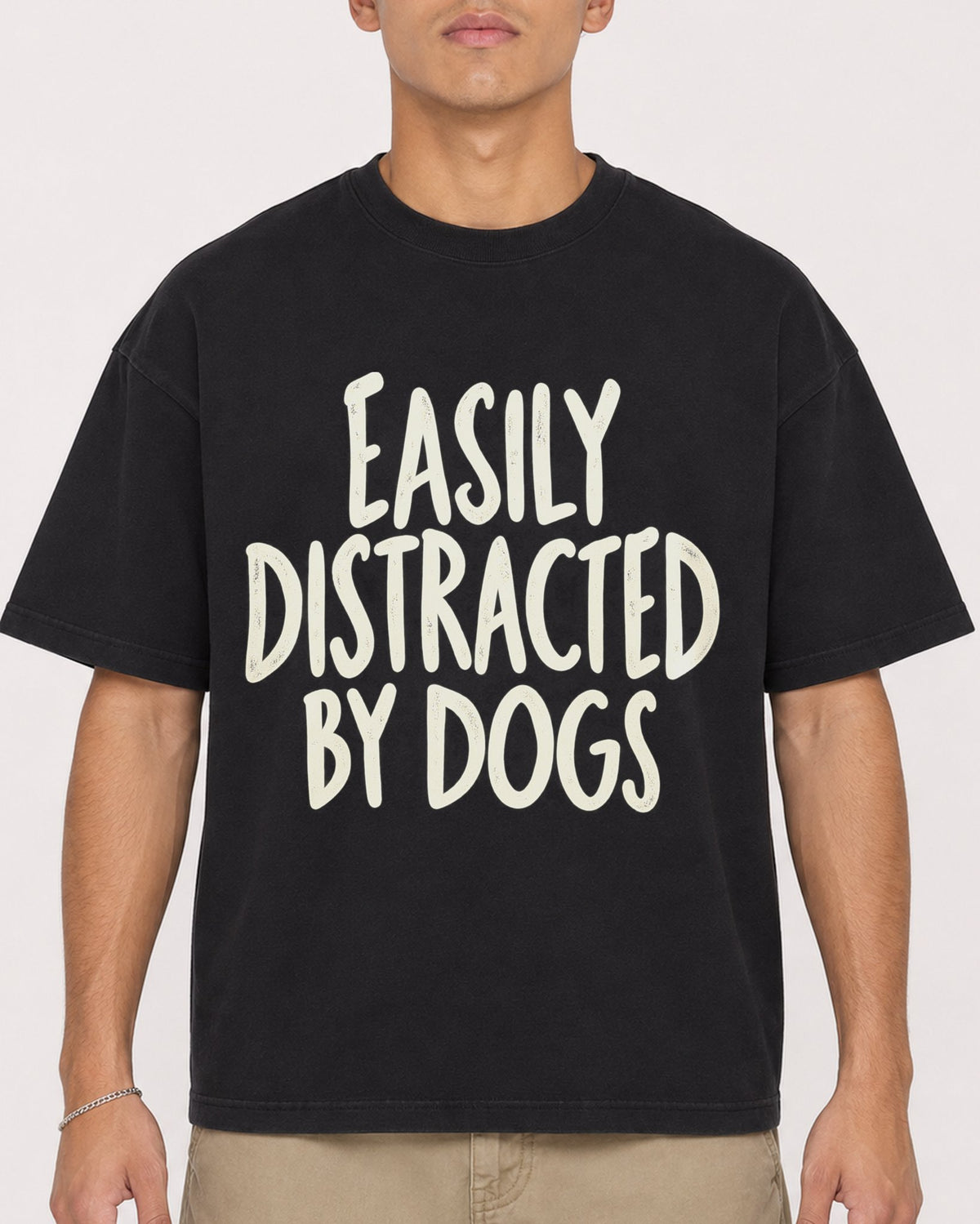 Mockup Boxy Heavyweight Tee Black male close-up 16