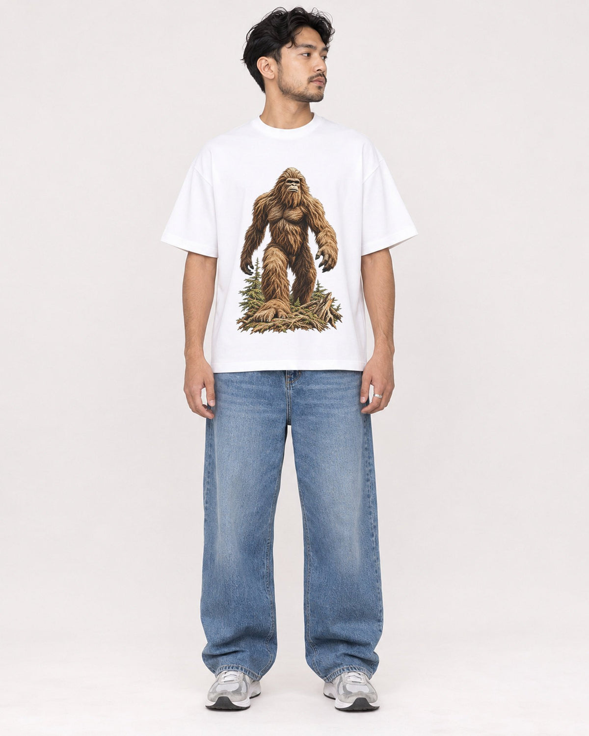 Mockup Boxy Heavyweight Tee White male full-body 02