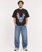 Mockup Boxy Heavyweight Tee Black male full-body 02