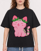 Mockup Boxy Heavyweight Tee Black female close-up 09