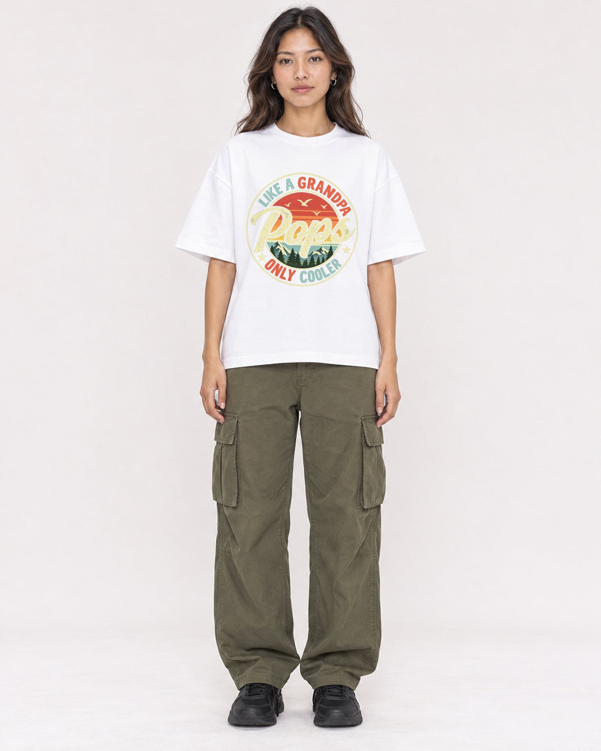 Mockup Boxy Heavyweight Tee White female full-body 02
