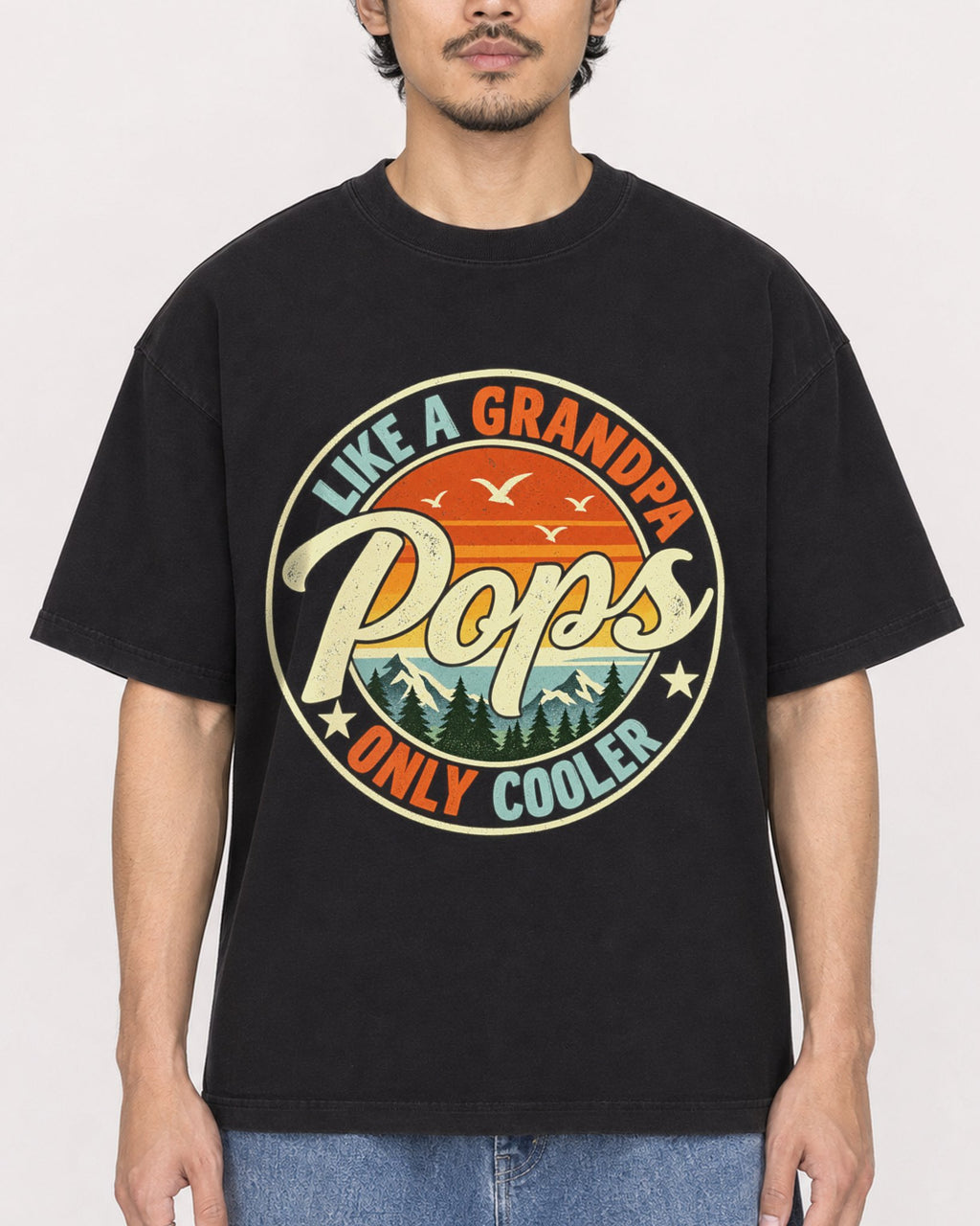 Mockup Boxy Heavyweight Tee Black male close-up 02