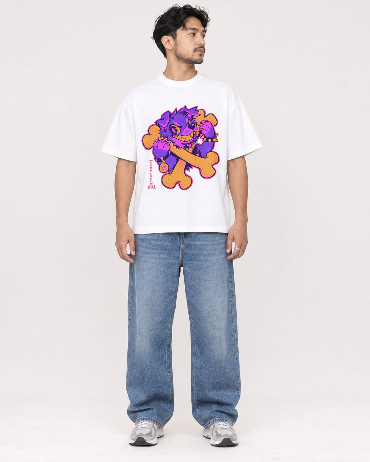 Mockup Boxy Heavyweight Tee White male full-body 02