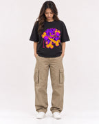 Mockup Boxy Heavyweight Tee Black female full-body 02