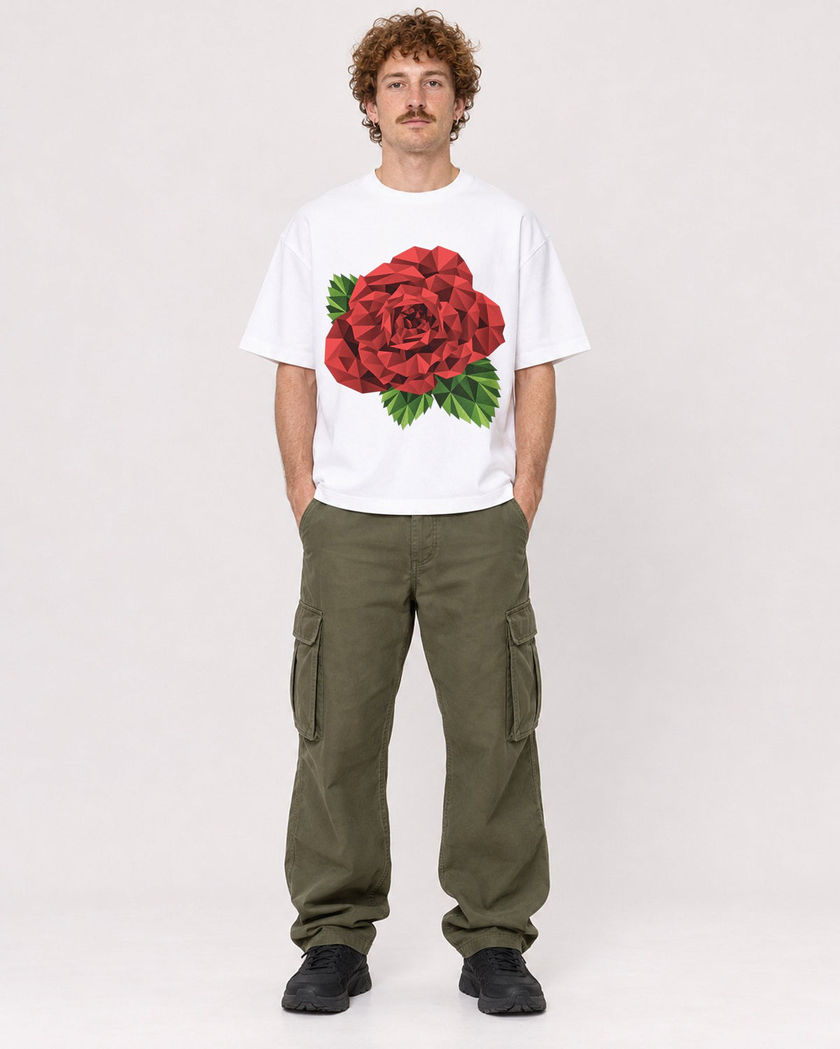 Mockup Boxy Heavyweight Tee White male full-body 09