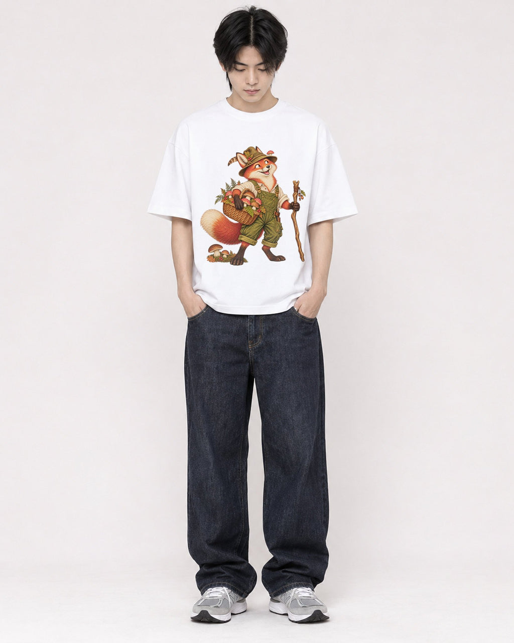 Mockup Boxy Heavyweight Tee White male full-body 11