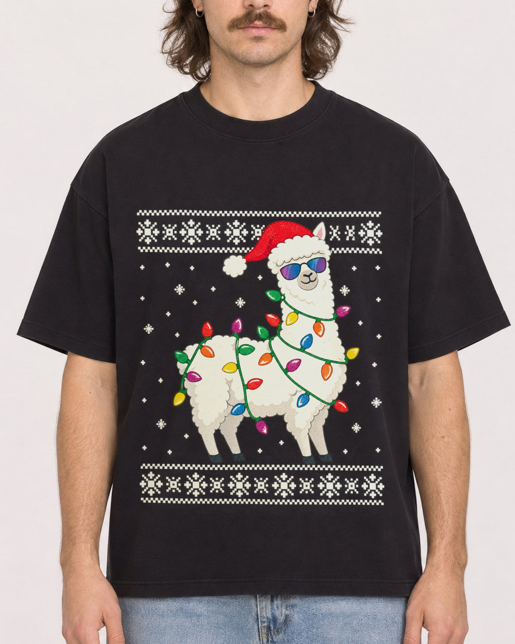 Mockup Boxy Heavyweight Tee Black male close-up 49