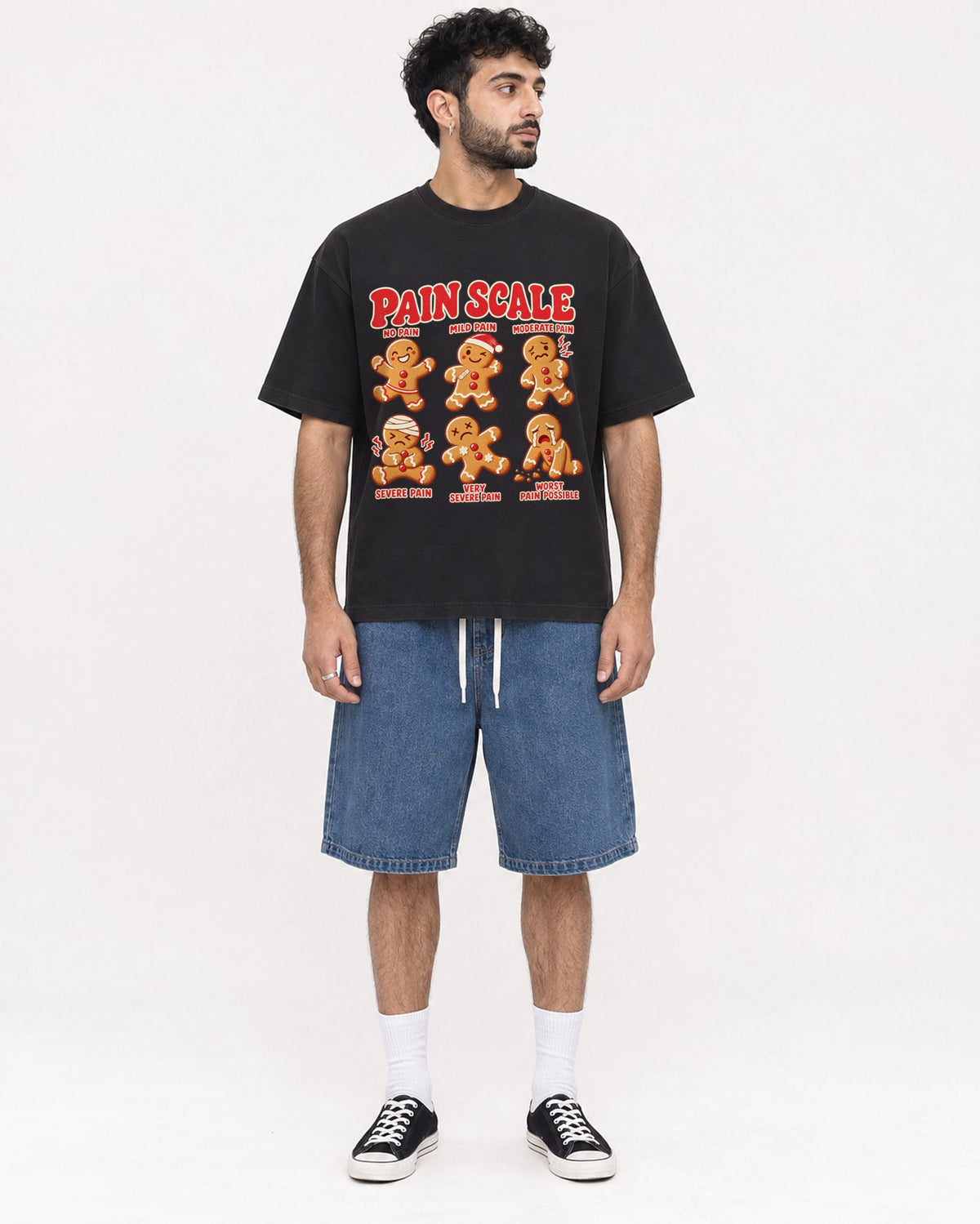 Mockup Boxy Heavyweight Tee Black male full-body 07