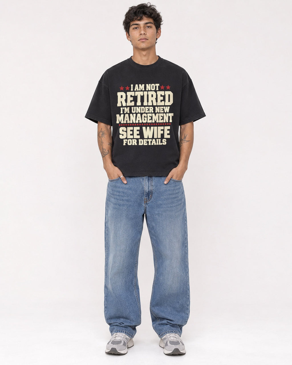 Mockup Boxy Heavyweight Tee Black male full-body 06