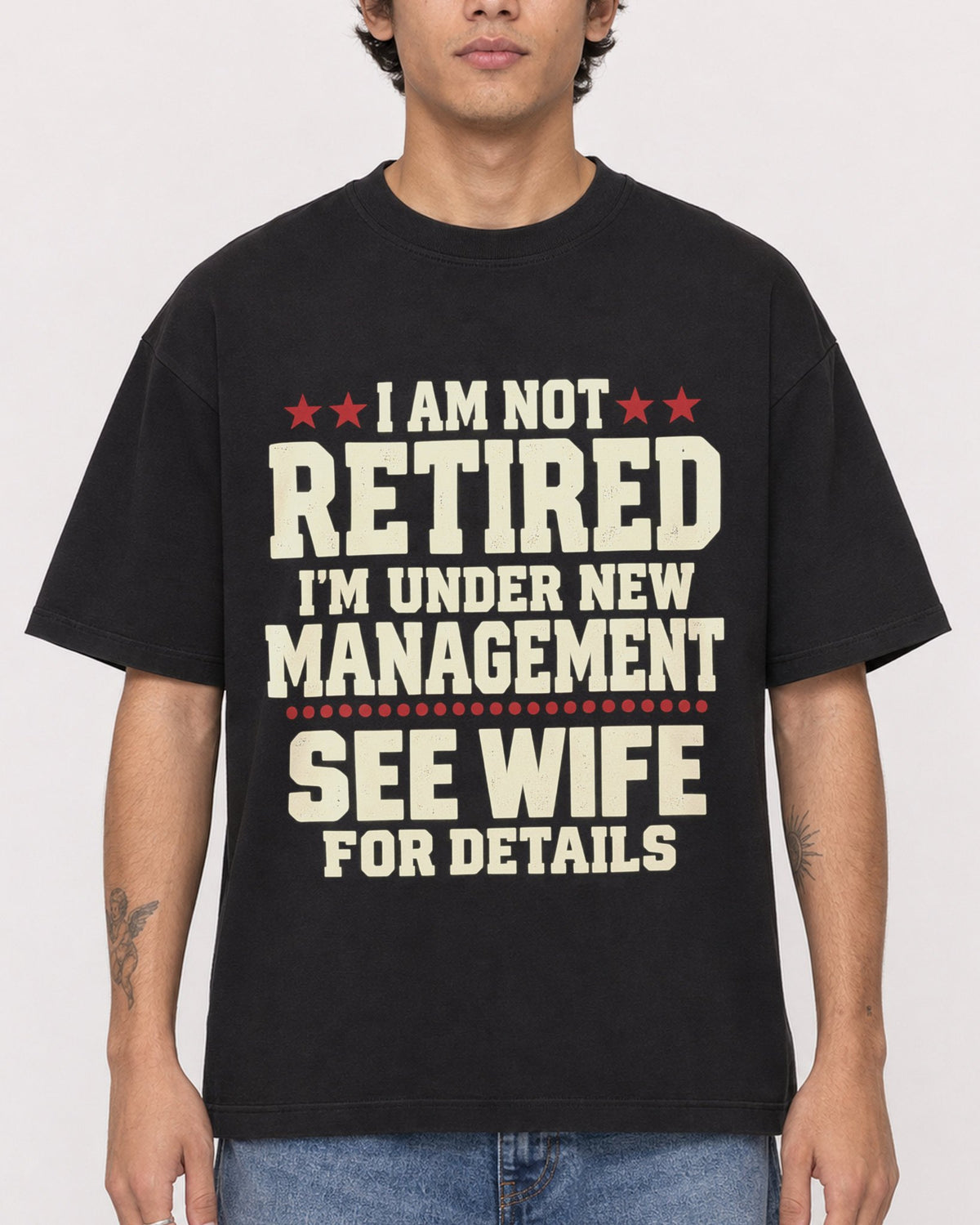 Mockup Boxy Heavyweight Tee Black male close-up 06