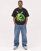 Mockup Boxy Heavyweight Tee Black male full-body 14