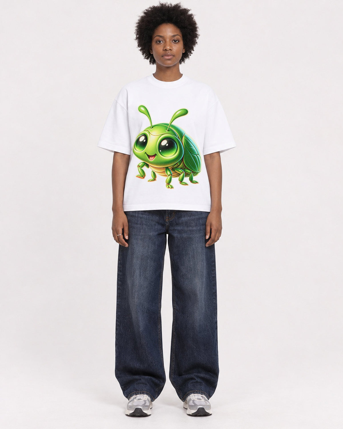 Mockup Boxy Heavyweight Tee White female full-body 14