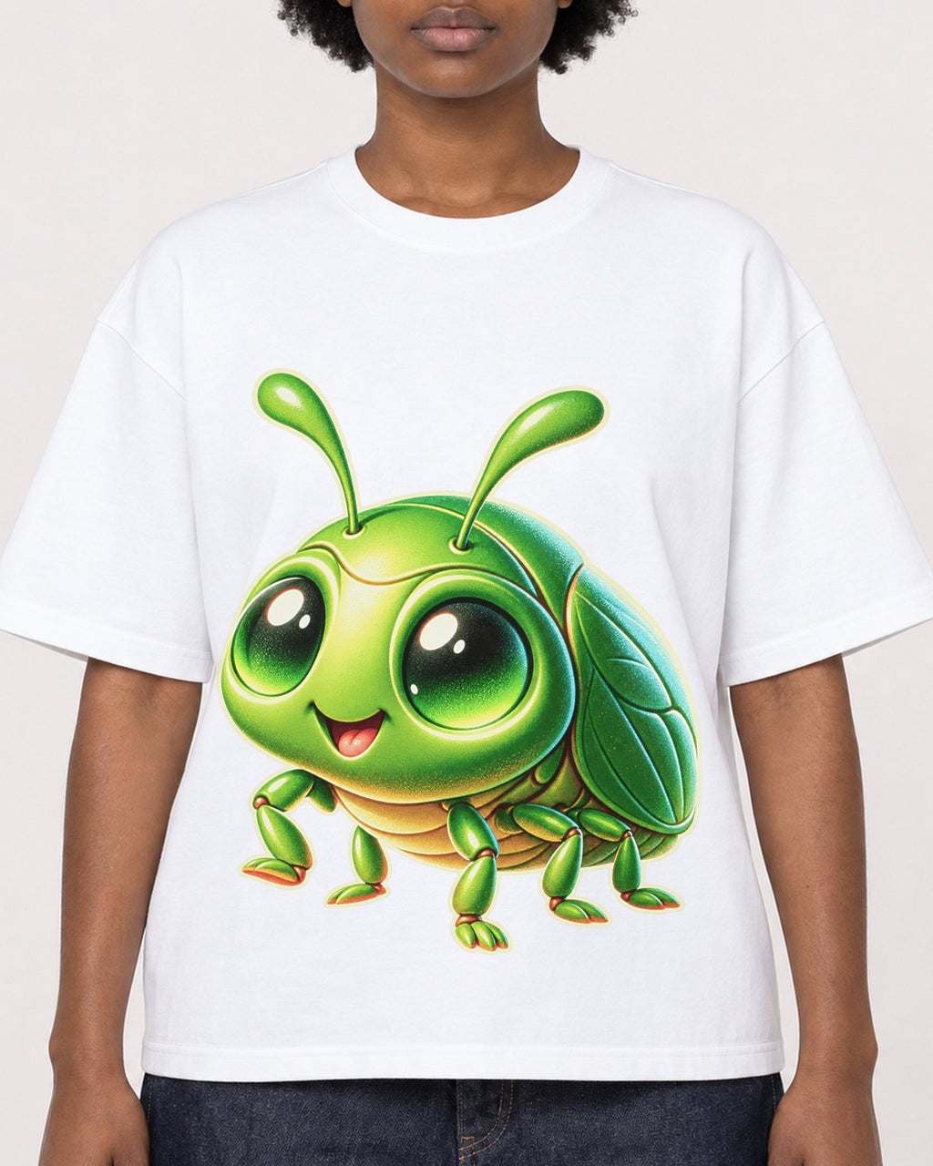Mockup Boxy Heavyweight Tee White female close-up 14