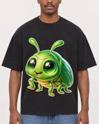 Mockup Boxy Heavyweight Tee Black male close-up 14