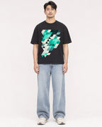 Mockup Boxy Heavyweight Tee Black male full-body 13