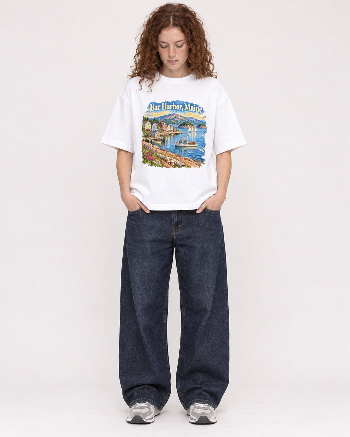 Mockup Boxy Heavyweight Tee White female full-body 09
