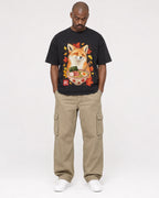 Mockup Boxy Heavyweight Tee Black male full-body 44