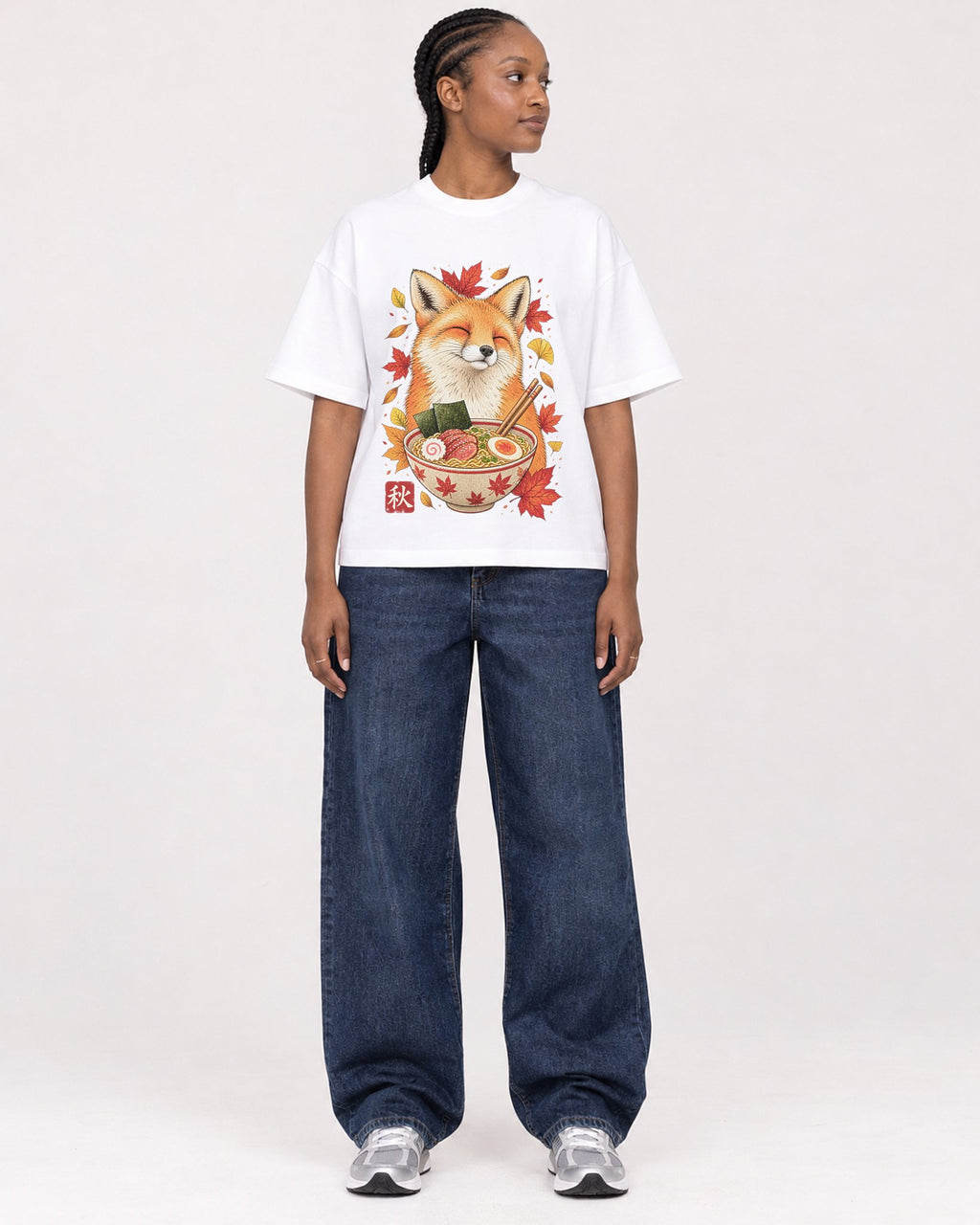 Mockup Boxy Heavyweight Tee White female full-body 44