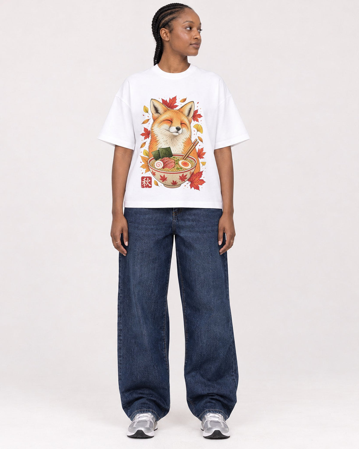Mockup Boxy Heavyweight Tee White female full-body 44