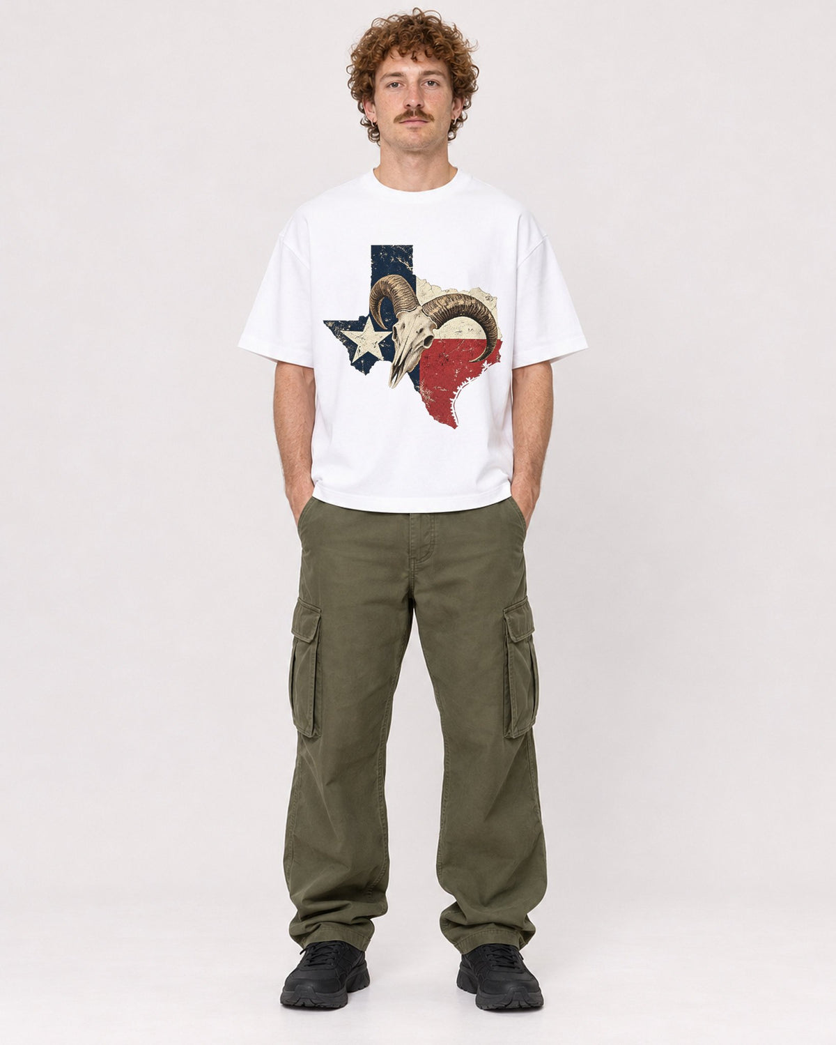 Mockup Boxy Heavyweight Tee White male full-body 09
